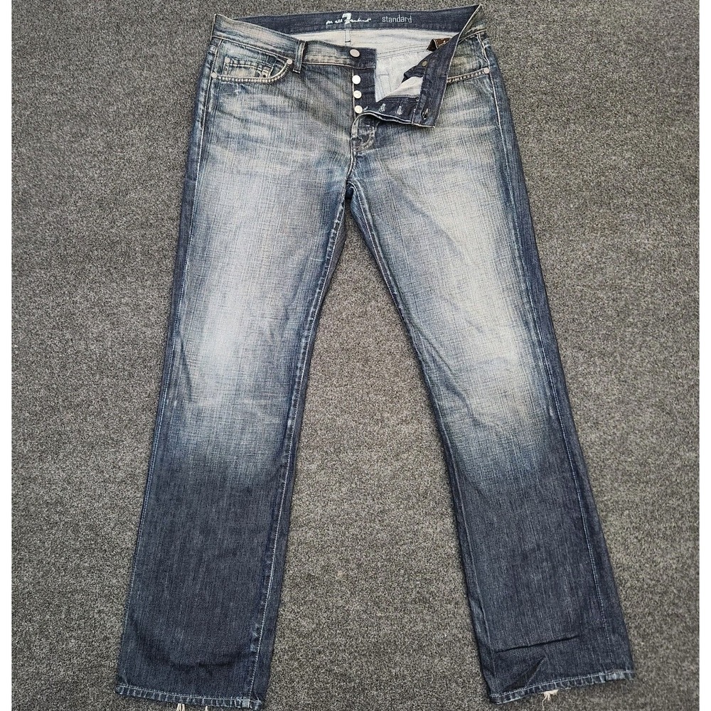 7 For All Mankind Men's 36 Standard Blie Medium Wash Straight Leg Jeans
